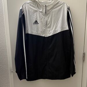 adidas Black and White Men's Hooded Windbreaker Jacket